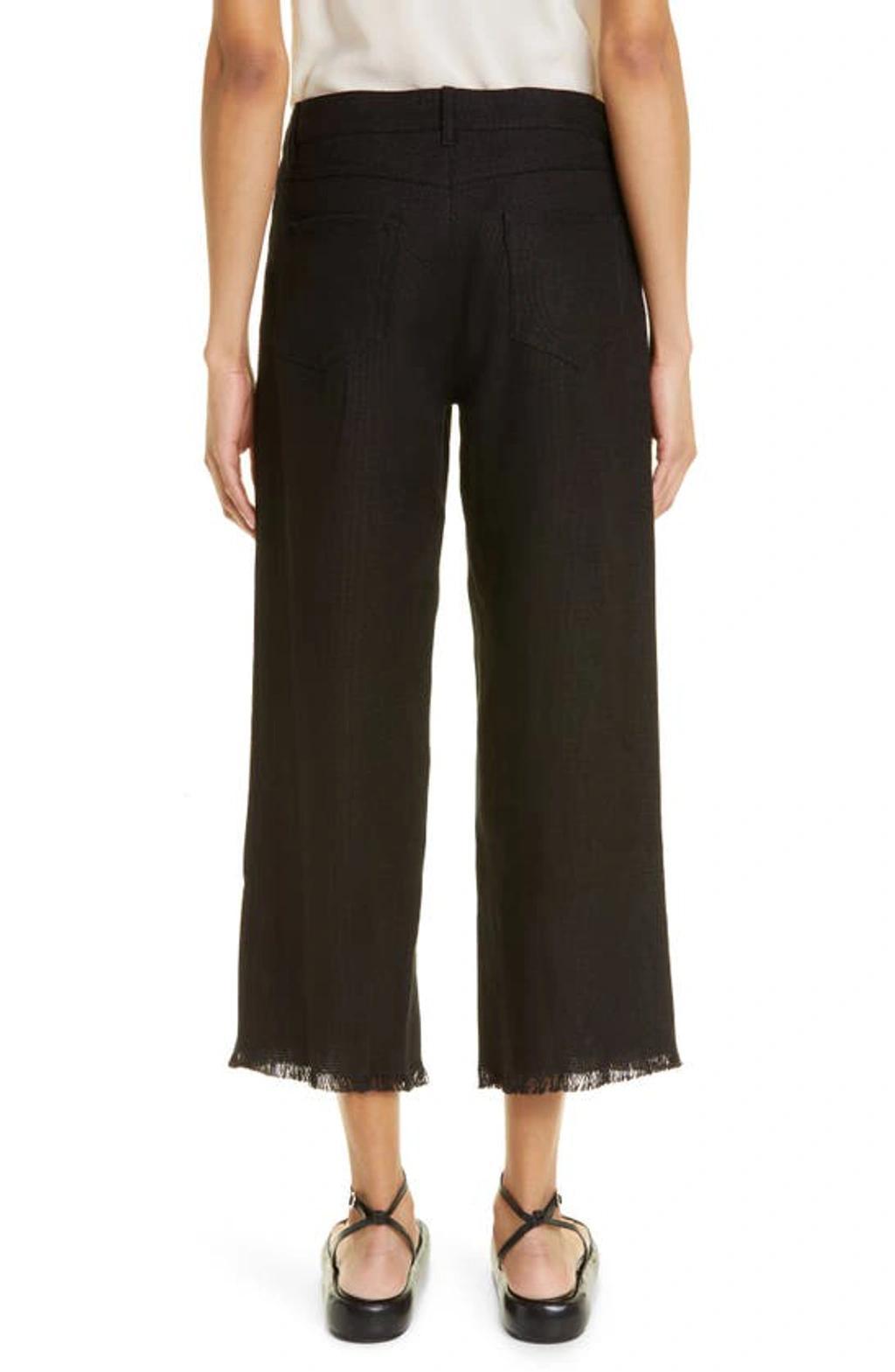 Cervia Fringe Linen Pants In Black Product Image