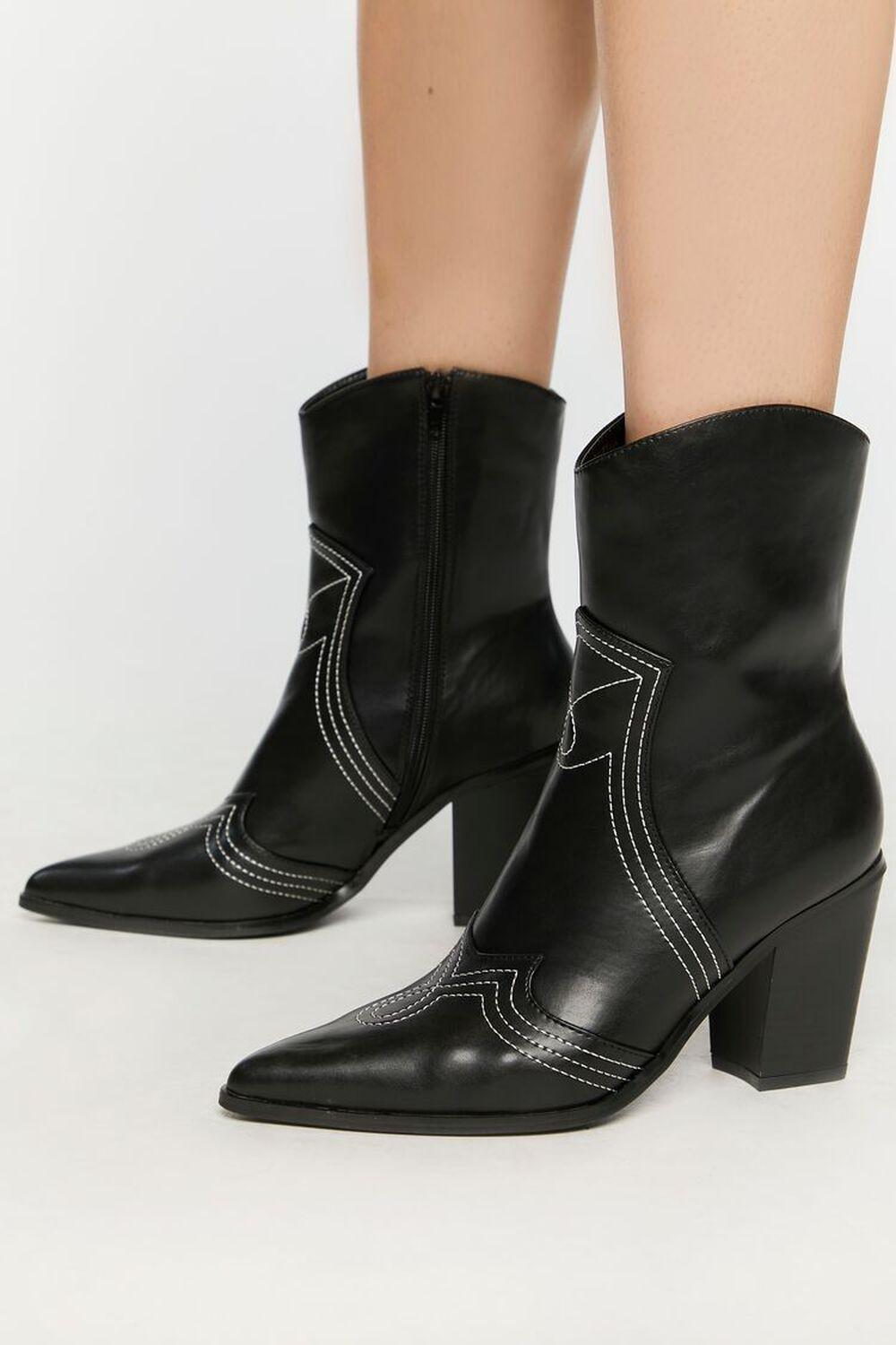 Faux Leather Contrast Cowboy Boots | Forever 21 product image