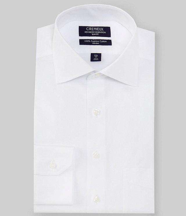 Cremieux Slim Fit Non-Iron Spread Collar Solid Pinpoint Dress Shirt Product Image