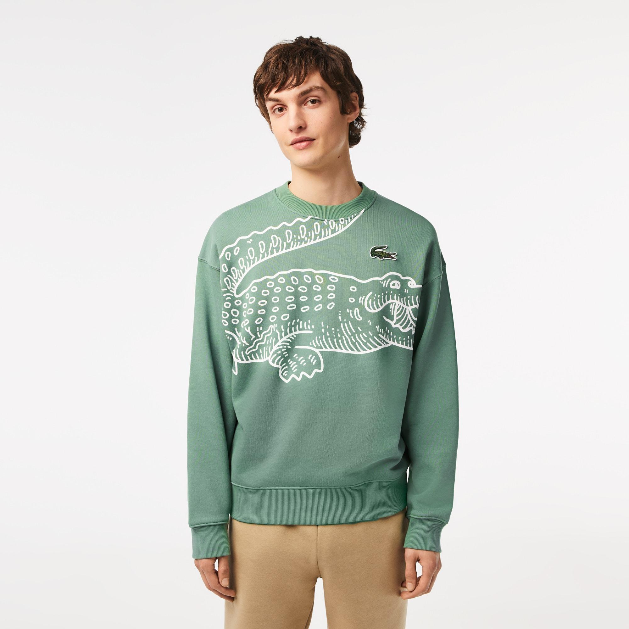 Men’s Crew Neck Loose Fit Croc Print Sweatshirt Product Image