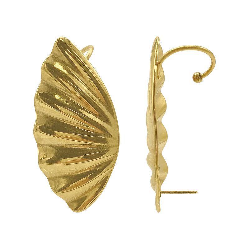 Adornia 14k Gold Plated Scalloped Ear Cuff, Womens, Gold Tone Product Image