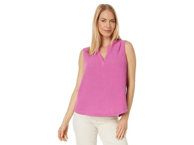 Lucky Brand Sleeveless Popover Shirt (Super Pink) Women's Clothing Product Image