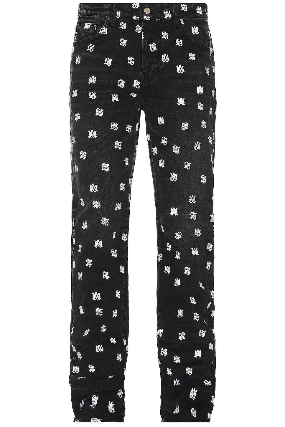 Amiri Paisley Straight Jean in Faded Black - Black. Size 33 (also in 30, 31, 32, 36, 38). Product Image