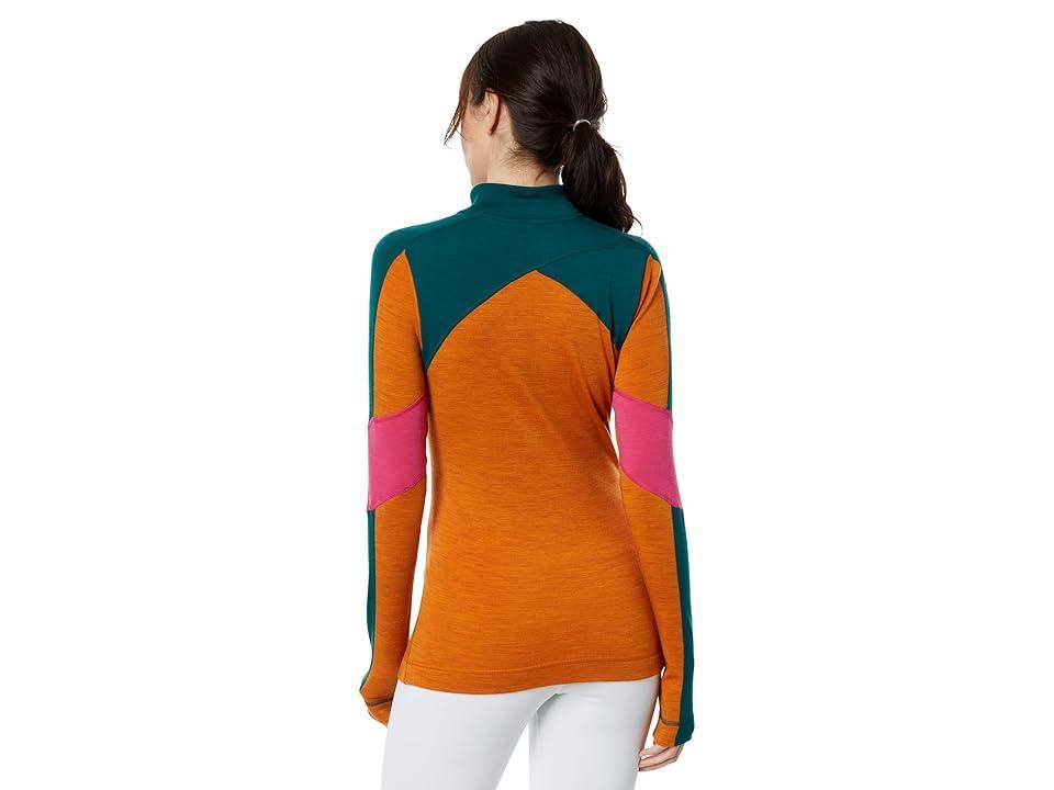 Smartwool Classic Thermal Merino Base Layer Color-Block 1/4 Zip (Marmalade Heather) Women's Clothing Product Image