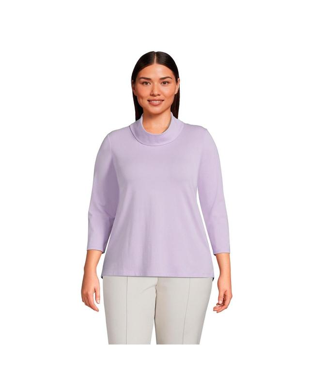 Lands End Plus Size 3/4 Sleeve Light Weight Jersey Cowl Neck Top Product Image