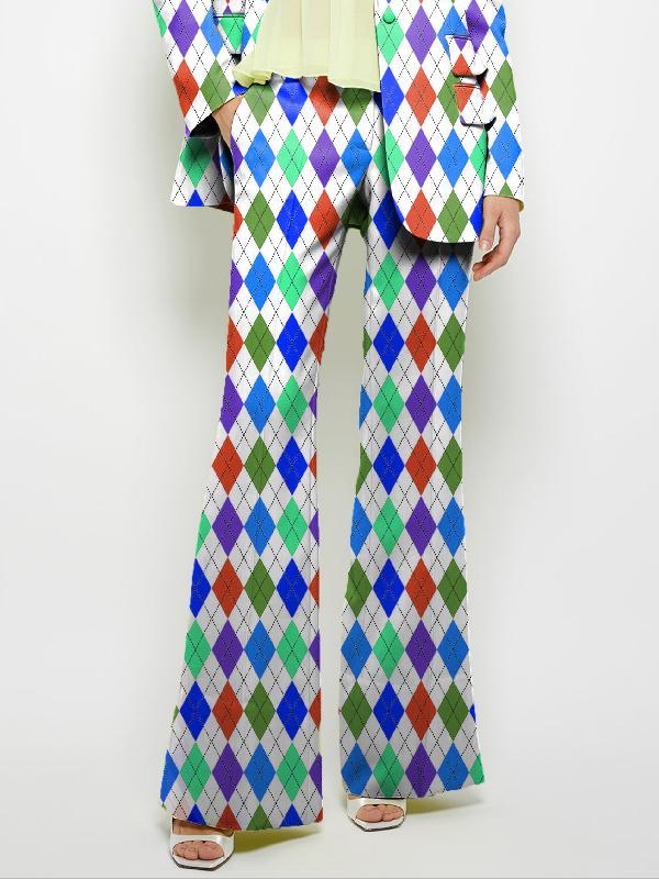 Loose Wide Leg Pockets Printed Pants Suit Pants Trousers Product Image