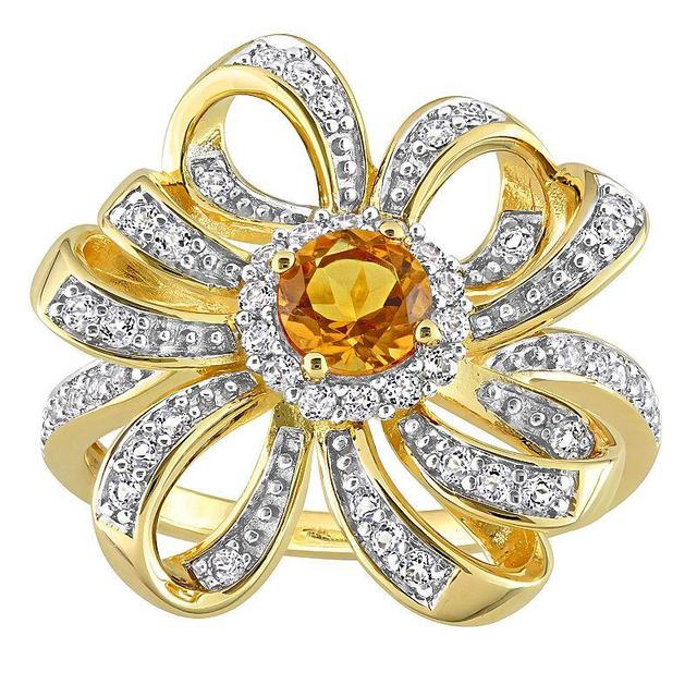 Stella Grace 18k Gold Over Silver Madeira Citrine & White Topaz Flower Cocktail Ring, Womens Gold Tone Product Image