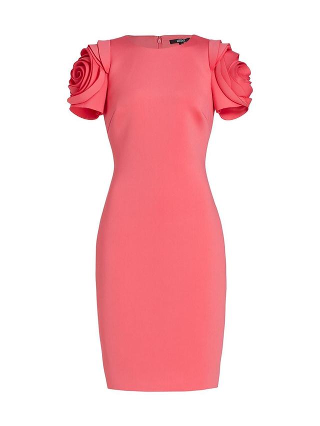 Badgley Mischka Collection Rosette Puff Sleeve Scuba Knit Dress Product Image