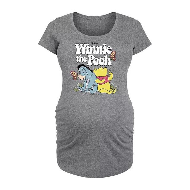 Disneys Winnie the Pooh Eeyore and Pooh Maternity Retro Graphic Tee, Womens Grey Gray Product Image