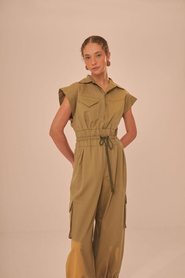 Dark Green Utility Jumpsuit Product Image