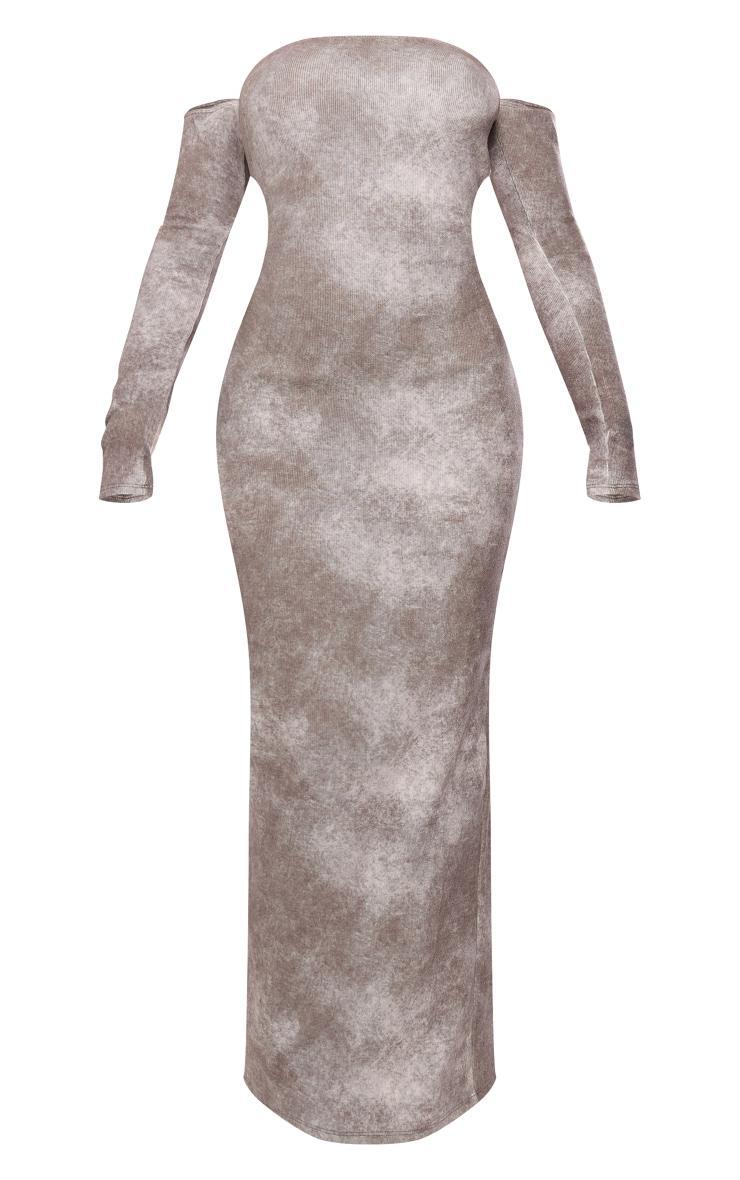 Stone Acid Wash Rib Bardot Midaxi Dress Product Image