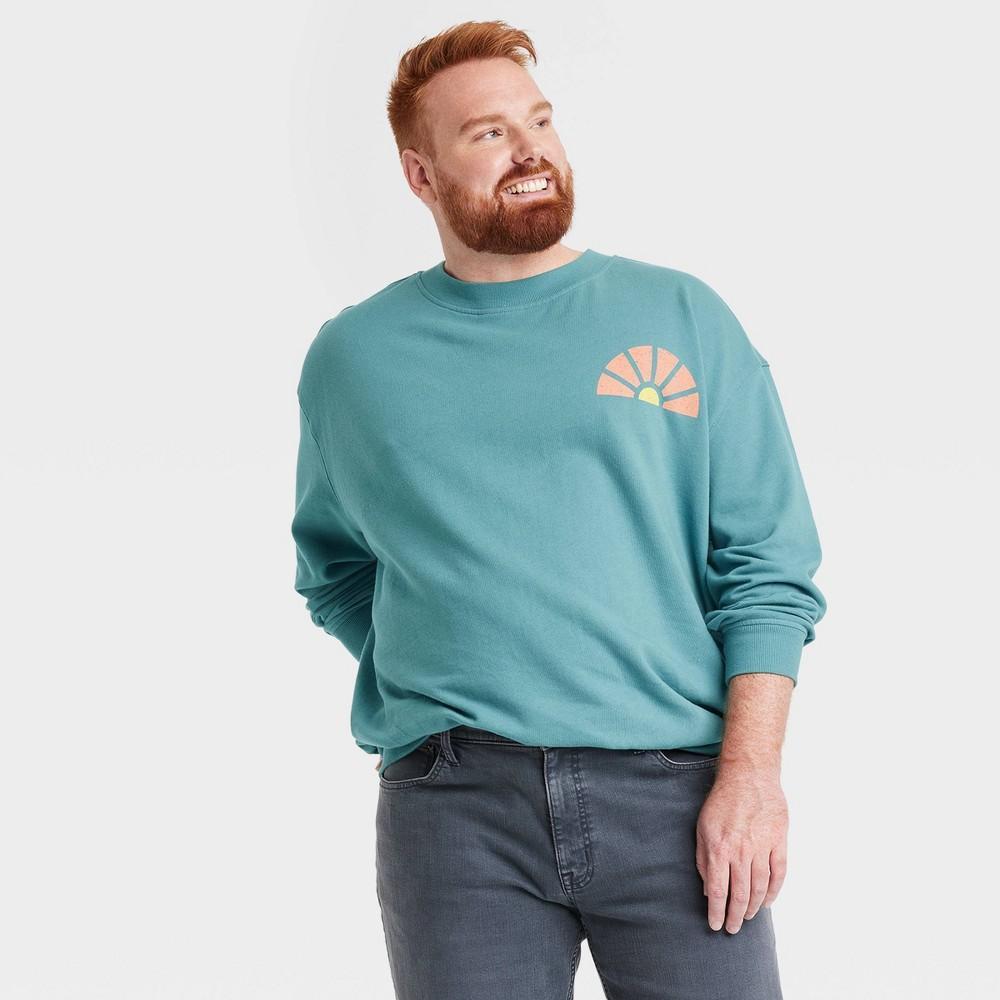 Mens Big & Tall Crewneck Pullover Sweatshirt - Goodfellow & Co Light Blue 3XLT Product Image