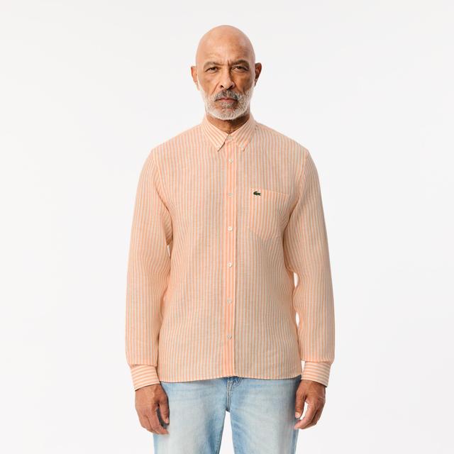 Men's Regular Fit Striped Linen Shirt Product Image