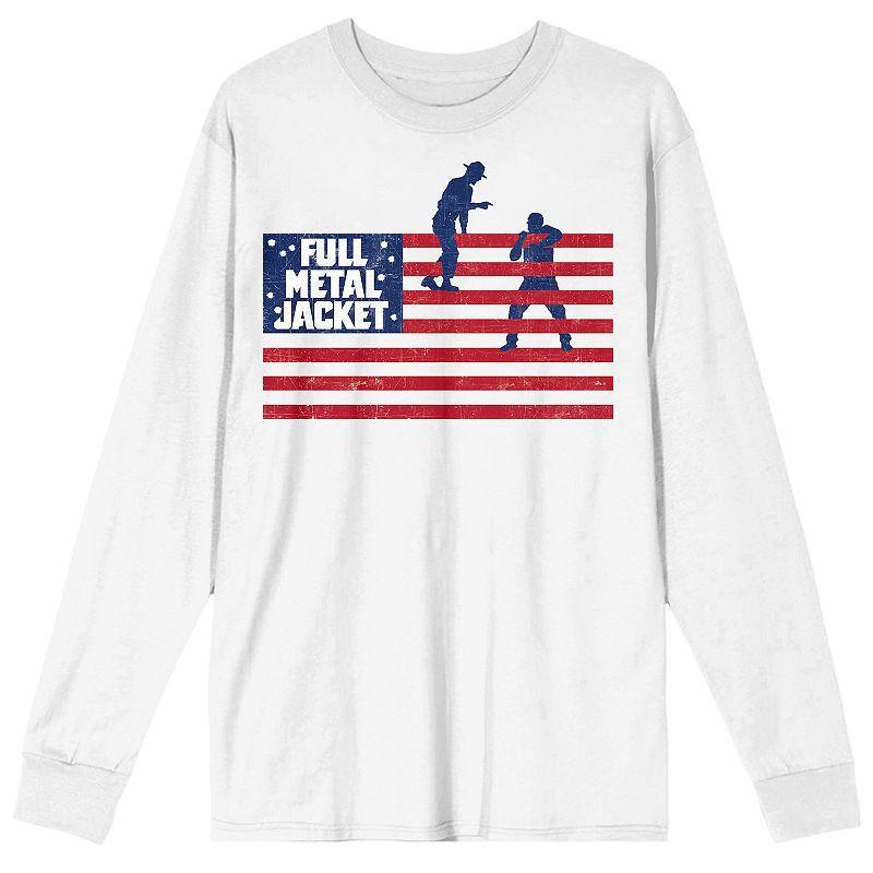 Mens Full Metal Jacket Boot Camp American Flag Long Sleeve Graphic Tee White Product Image