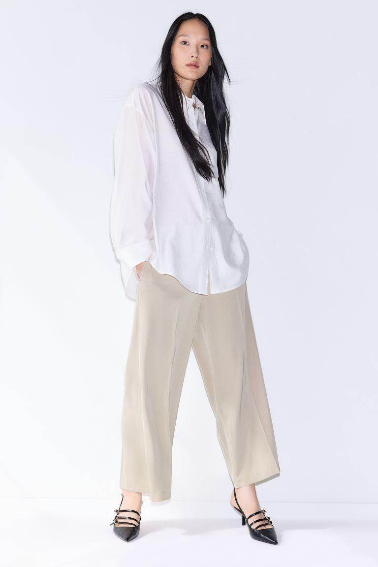 Wide-leg Twill Pants Product Image