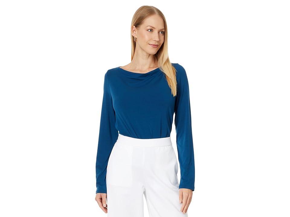 Eileen Fisher Cowl Neck Top (Atlantis) Women's Clothing Product Image