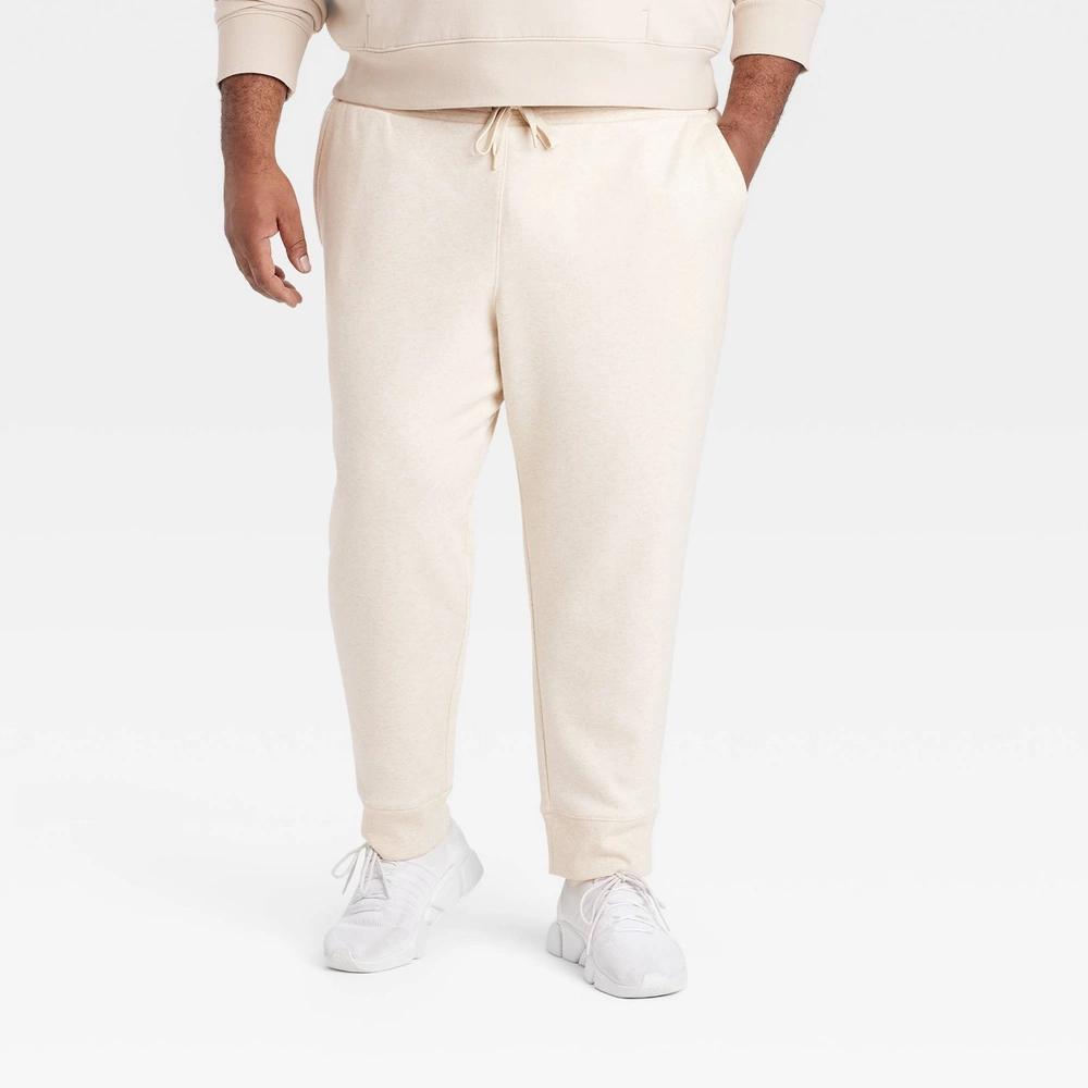 Mens Big Cotton Fleece Jogger Pants - All In Motion Oatmeal 2XL Product Image