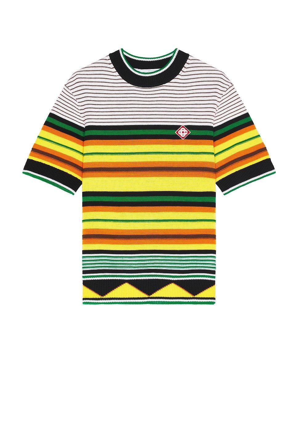 Casablanca Knitted Wool Striped Tee in Multi Product Image