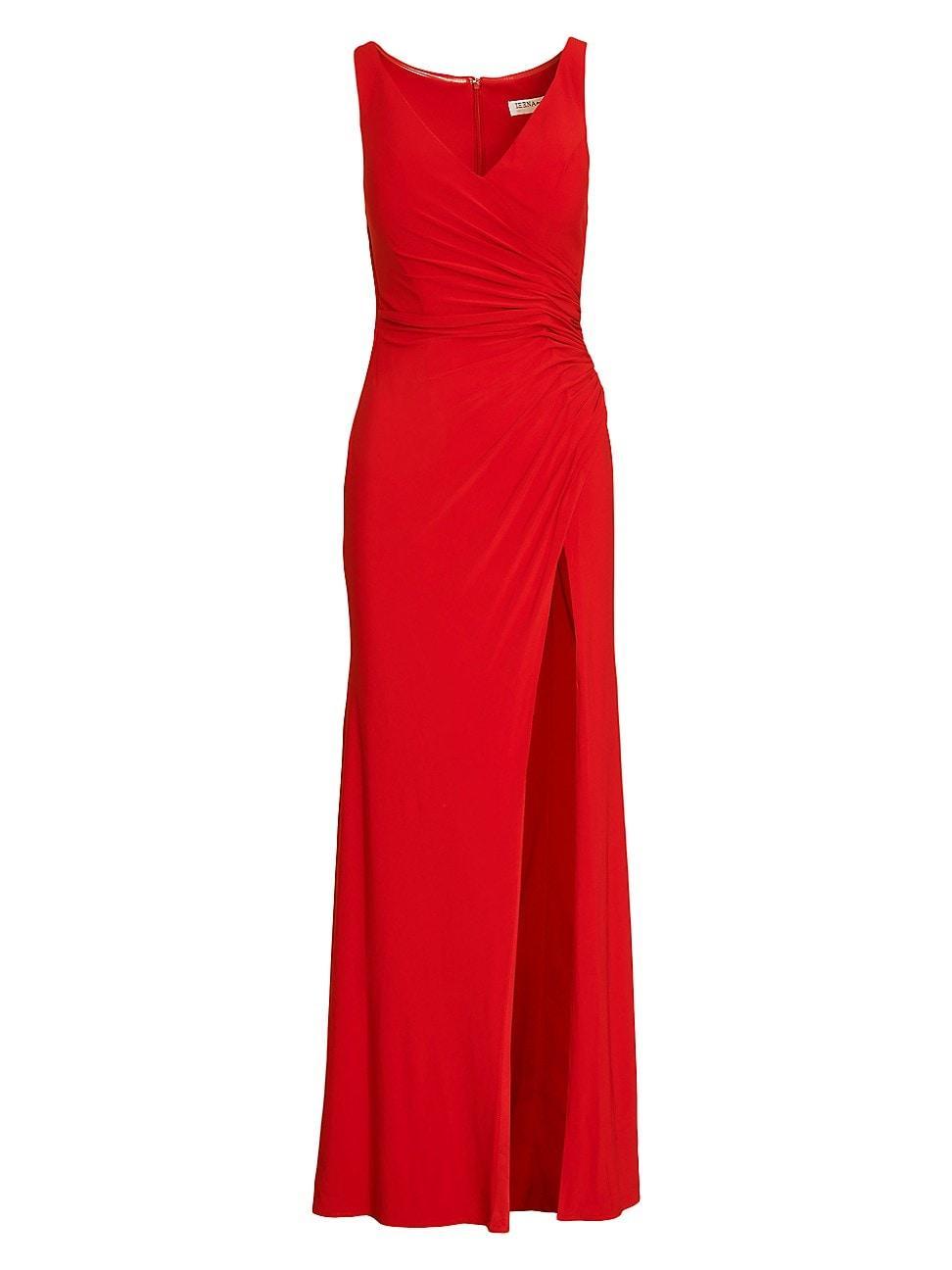 Womens Jersey Faux Wrap Ruched Slip Gown Product Image