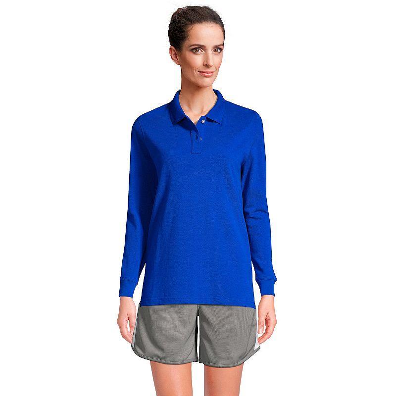 Lands End School Uniform Womens Tall Long Sleeve Mesh Polo Shirt Product Image