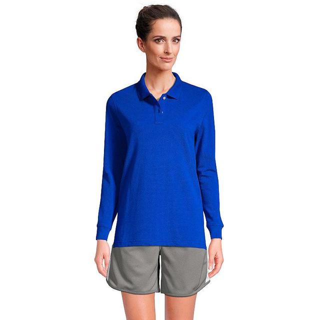 Womens Lands End School Uniform Long Sleeve Mesh Polo Shirt Product Image