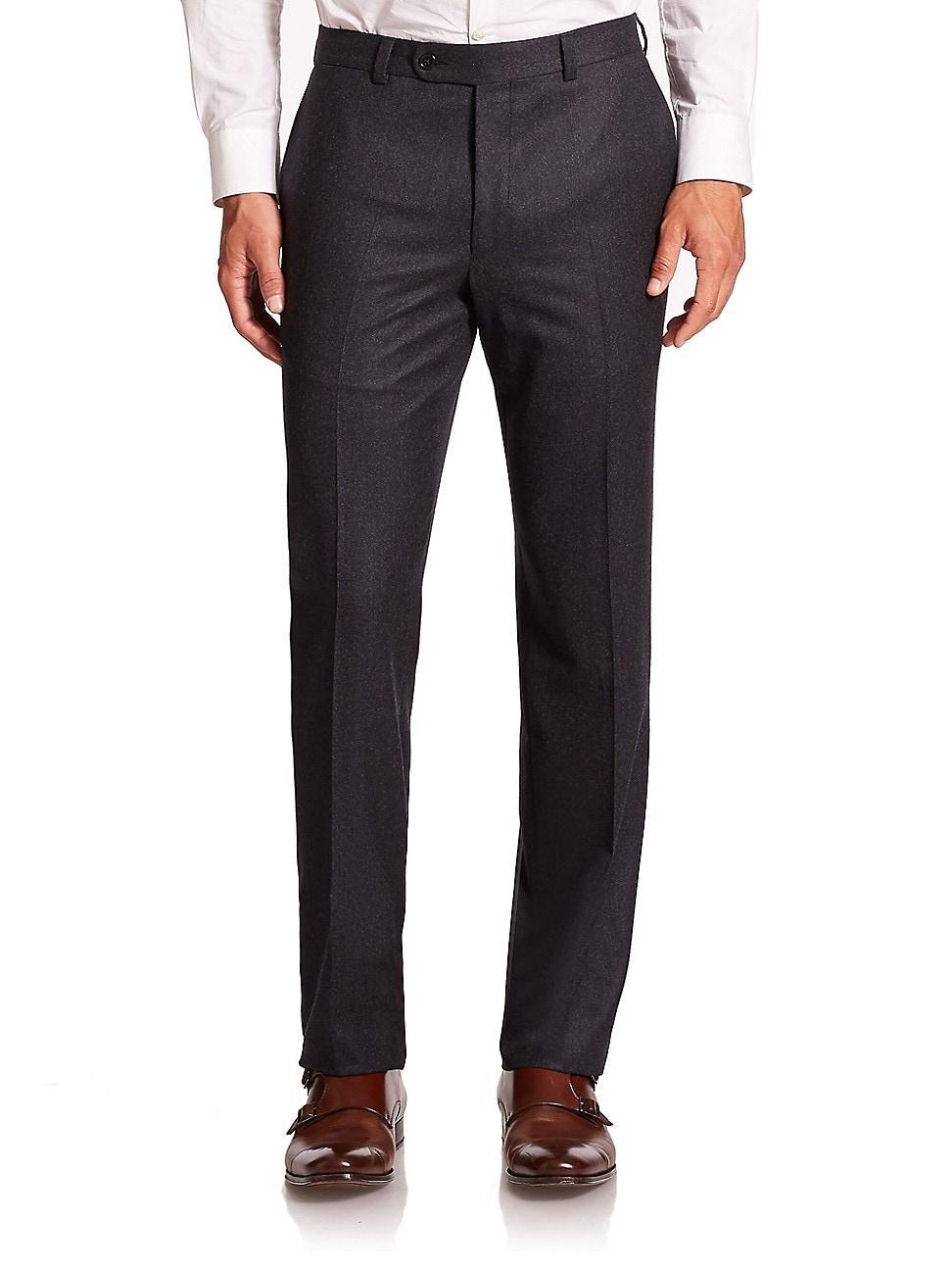 Mens COLLECTION Wool Flat-Front Pants Product Image