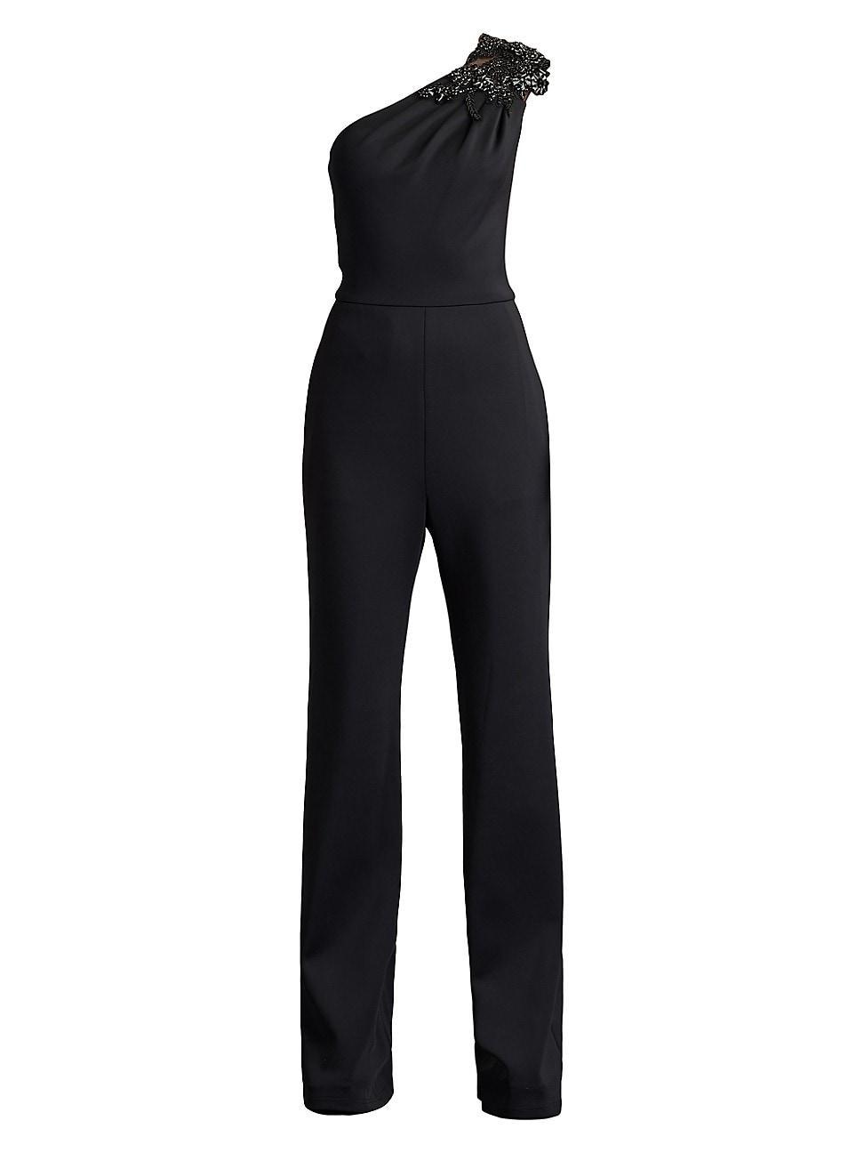 Womens Embellished One-Shoulder Jumpsuit Product Image