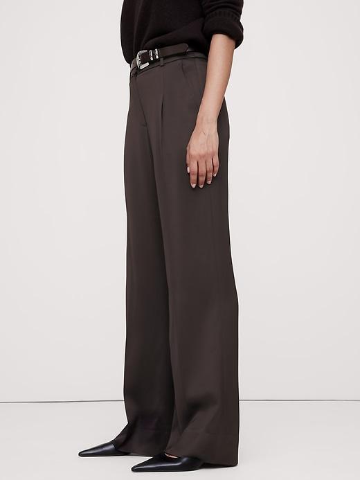 High-Rise Wide-Leg Italian Satin Pant Product Image