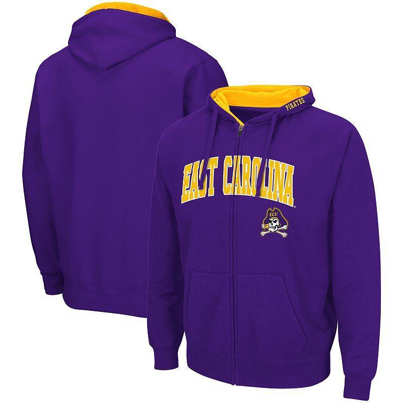 Mens Colosseum Purple ECU Pirates Arch & Logo 3.0 Full-Zip Hoodie Product Image