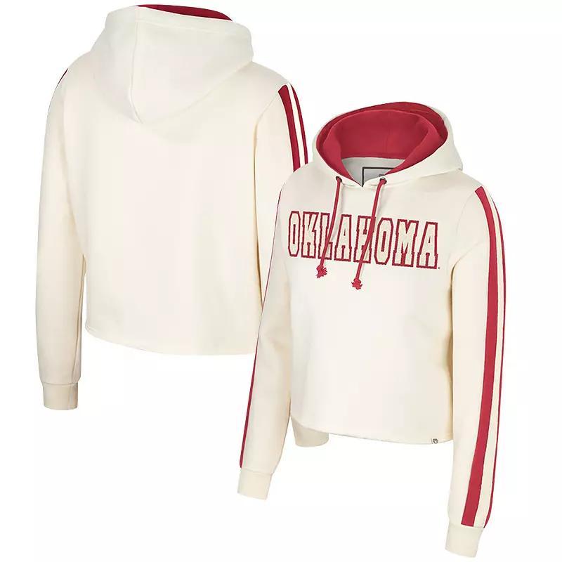 Womens Colosseum Cream Oklahoma Sooners Perfect Date Cropped Pullover Hoodie Product Image