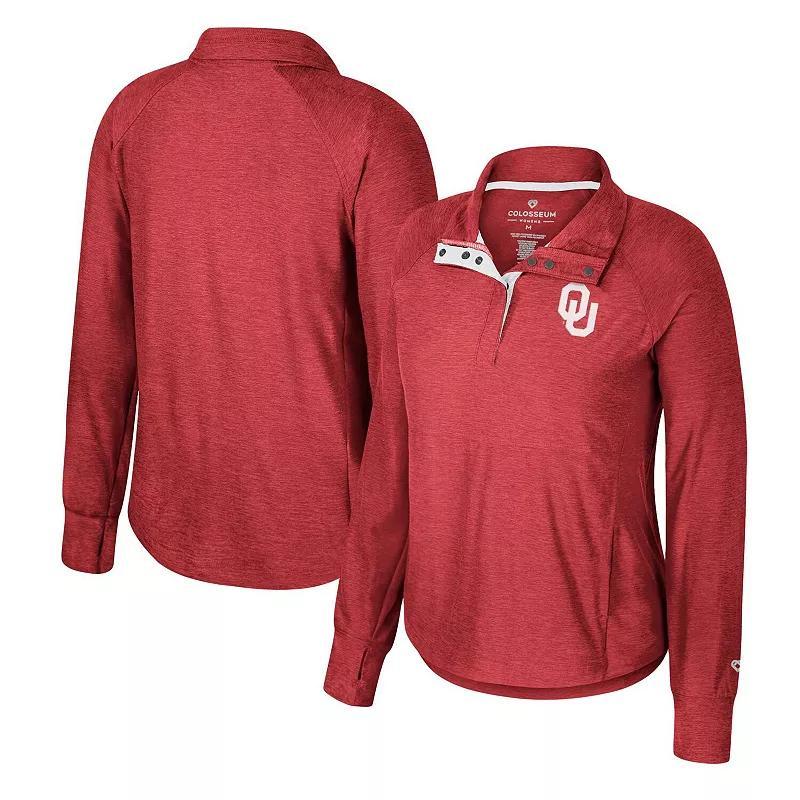 Womens Colosseum Crimson Oklahoma Sooners Cressida Raglan Half-Snap Top Product Image