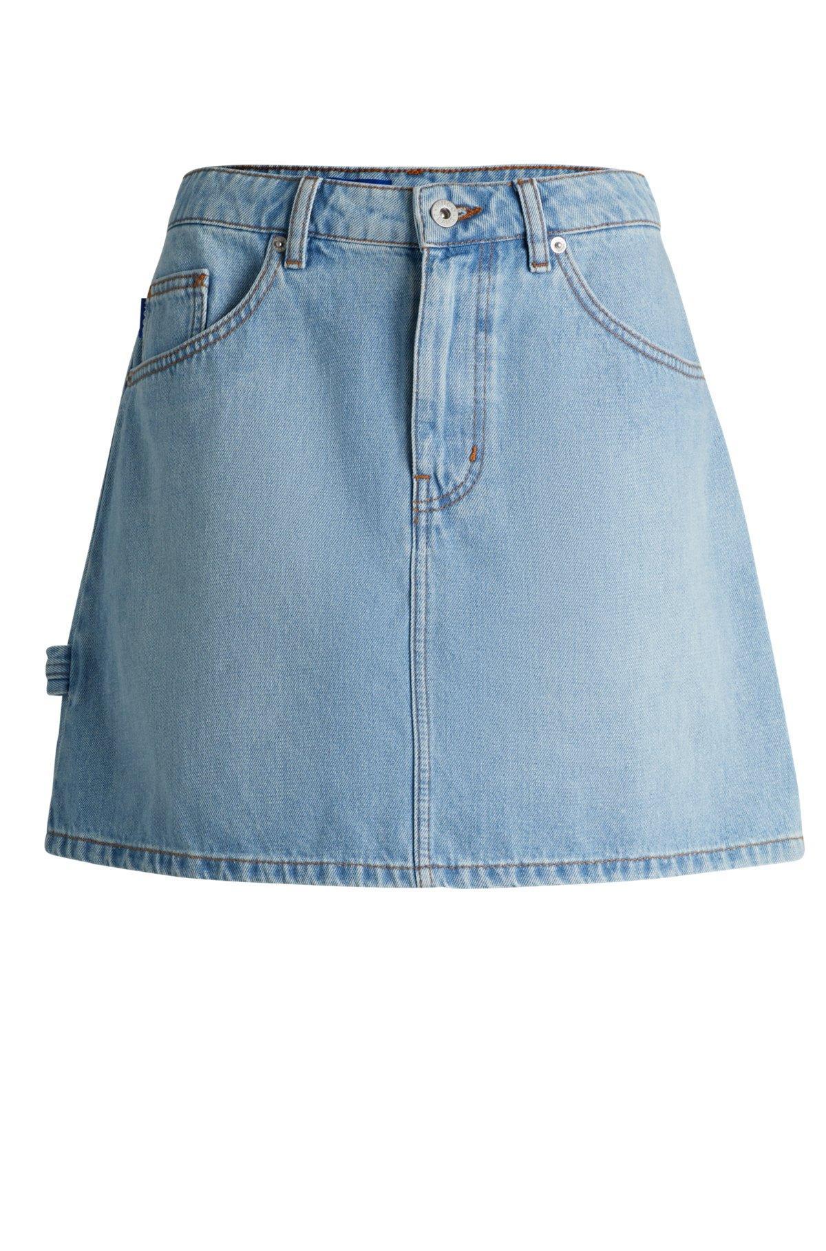 Blue mini skirt in rigid denim Product Image