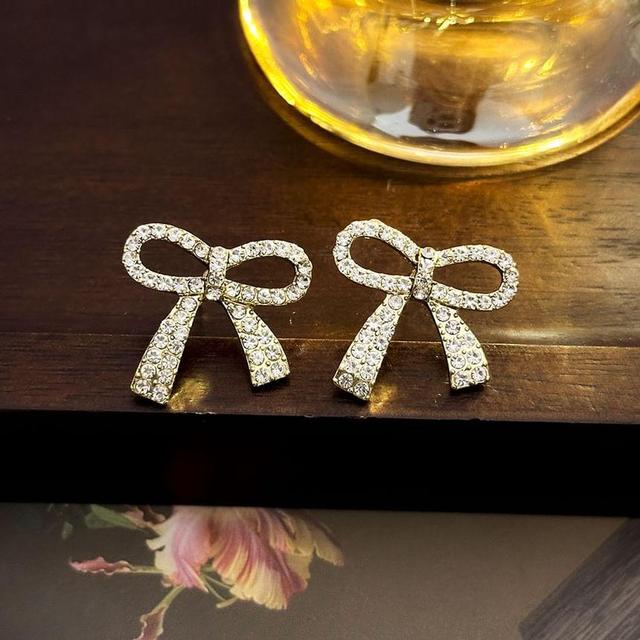 Rhinestone Bow Stud Earring Product Image