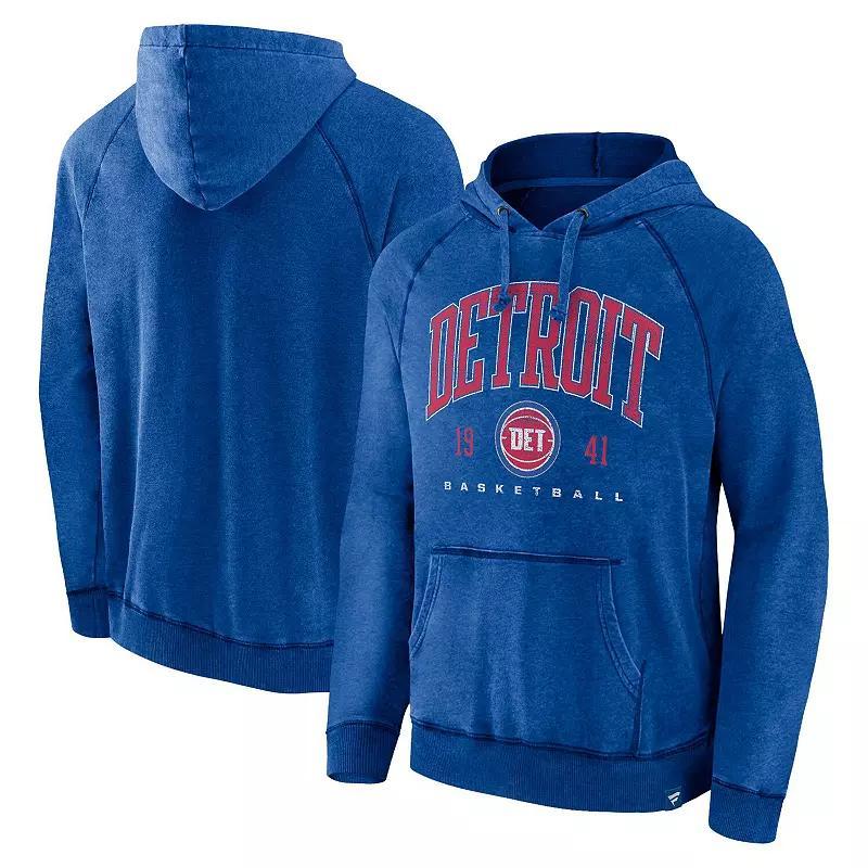 Mens Fanatics Branded Heather Blue Detroit Pistons Foul Trouble Snow Wash Raglan Pullover Hoodie Product Image