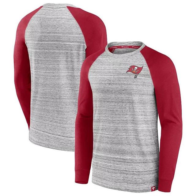 Mens Fanatics Heather Gray/Cardinal Tampa Bay Buccaneers Fair Shake Raglan Long Sleeve T-Shirt Product Image