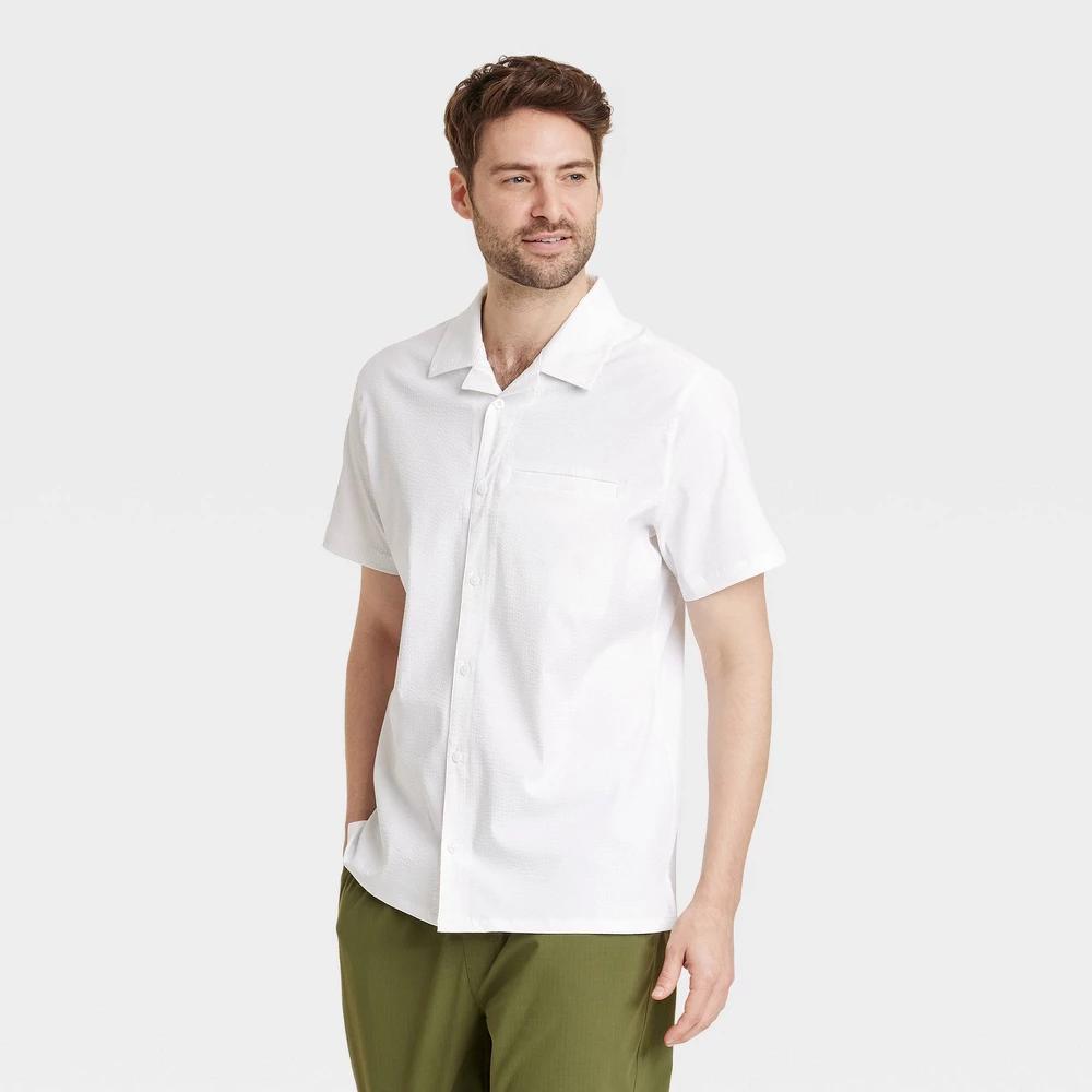 Mens Seersucker Shirt - All In Motion True White Product Image