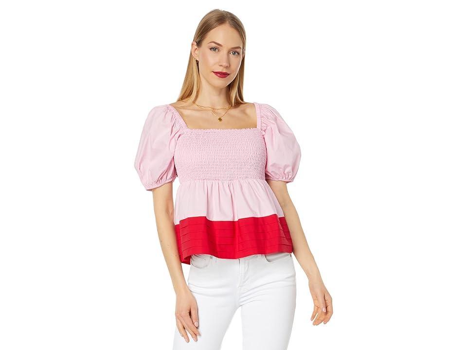 English Factory Color-Block Smocked Top Red) Women's Clothing Product Image