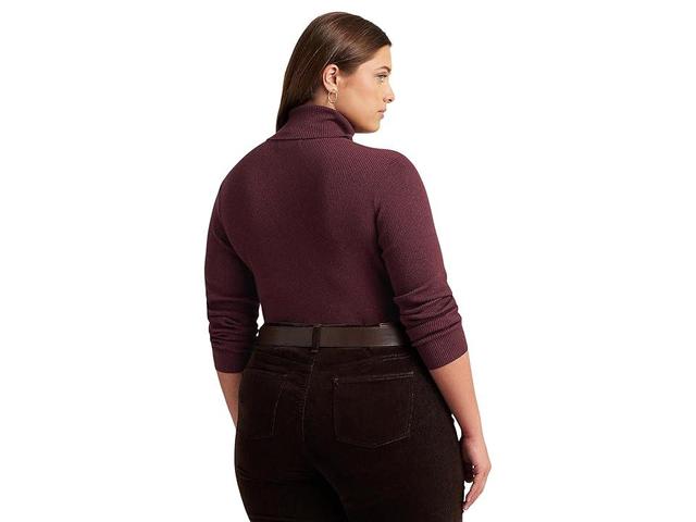 LAUREN Ralph Lauren Plus Size Ribbed Turtleneck Sweater (Vintage Burgundy) Women's Sweater Product Image