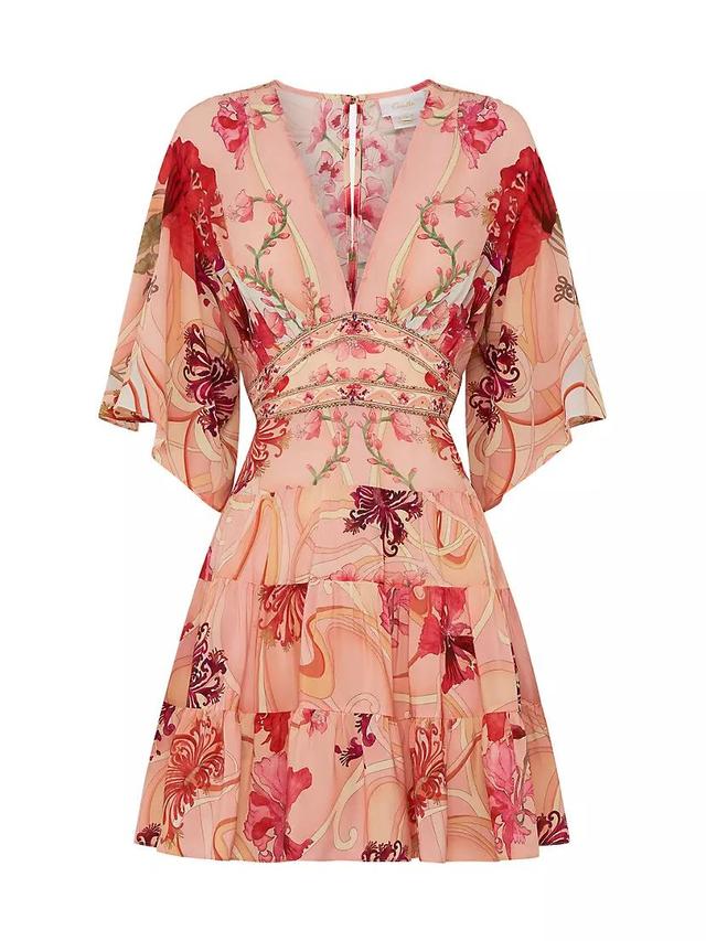 Floral Silk Tiered Minidress Product Image