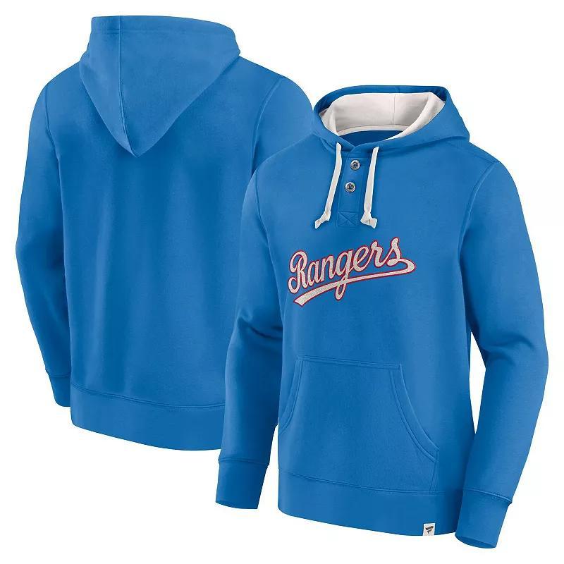 Mens Fanatics Royal Texas Rangers Plan for Adversity Henley Fleece Pullover Hoodie Product Image