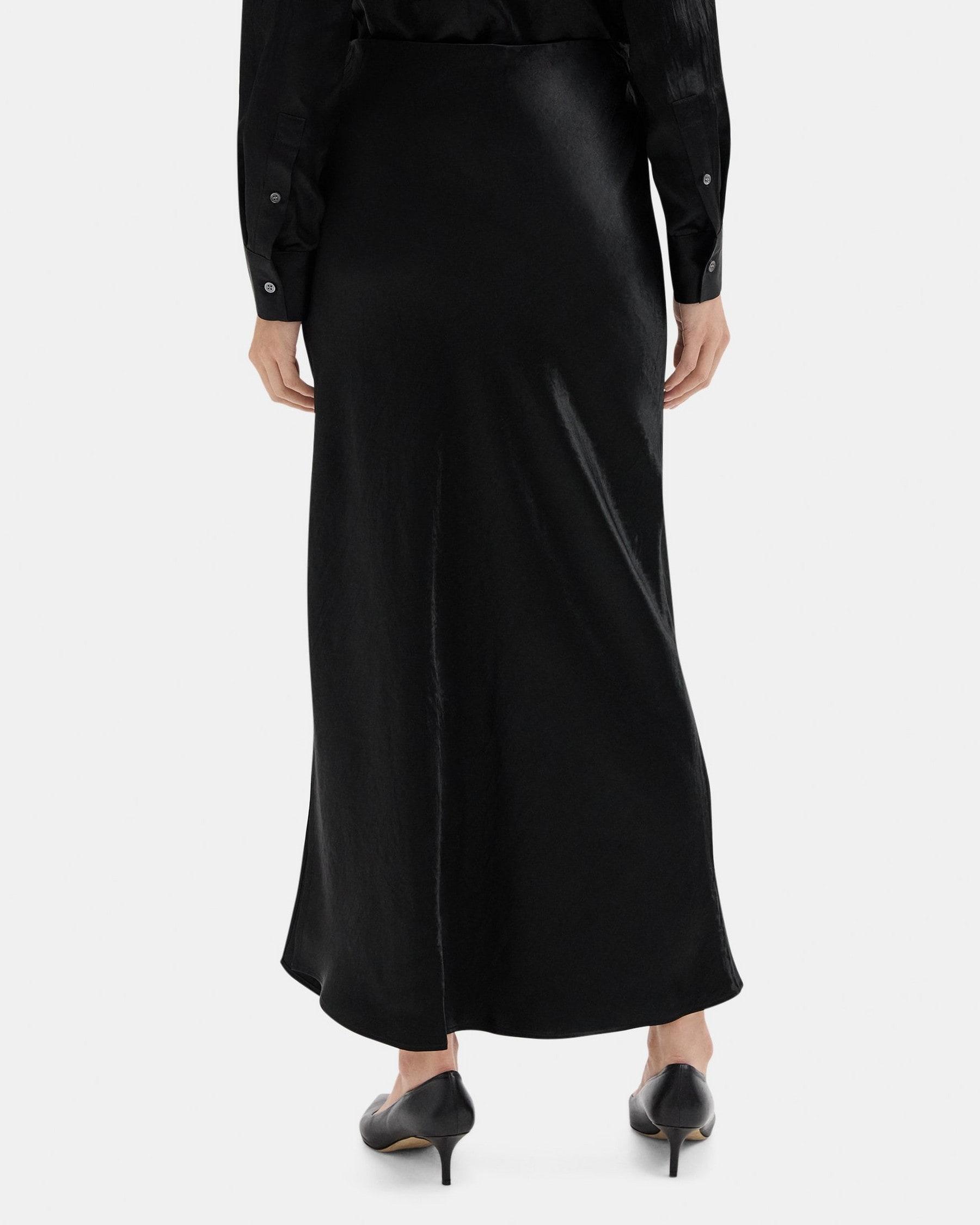 Maxi Slip Skirt in Crushed Satin Product Image