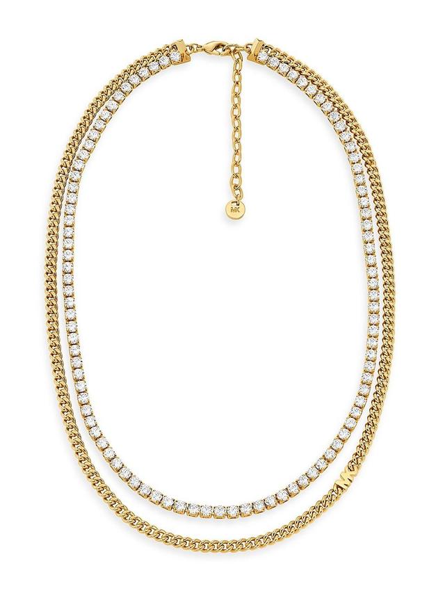 Womens 14K-Gold-Plated & Cubic Zirconia Double-Strand Tennis Necklace Product Image