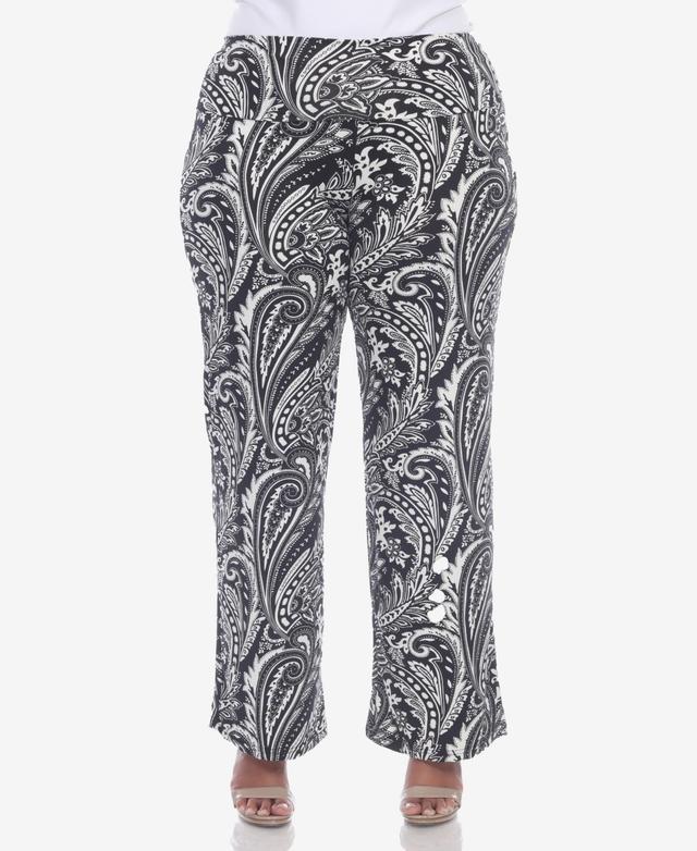 White Mark Plus Size Printed Wide Leg Palazzo Pants - White Product Image