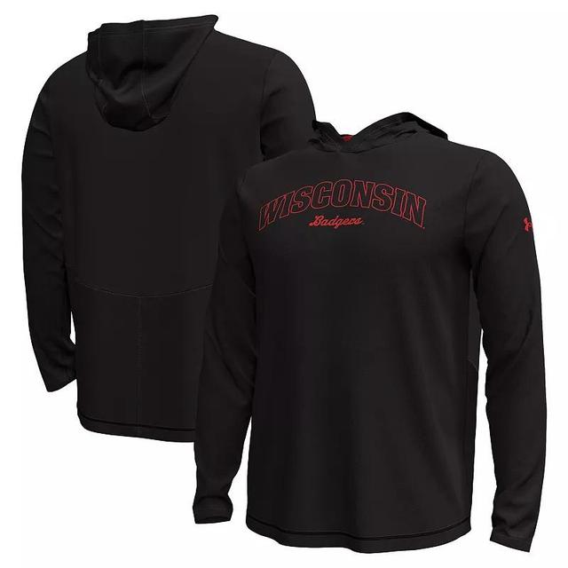 Mens Under Armour Wisconsin Badgers Sideline Knockout Hoodie Long Sleeve T-Shirt Product Image