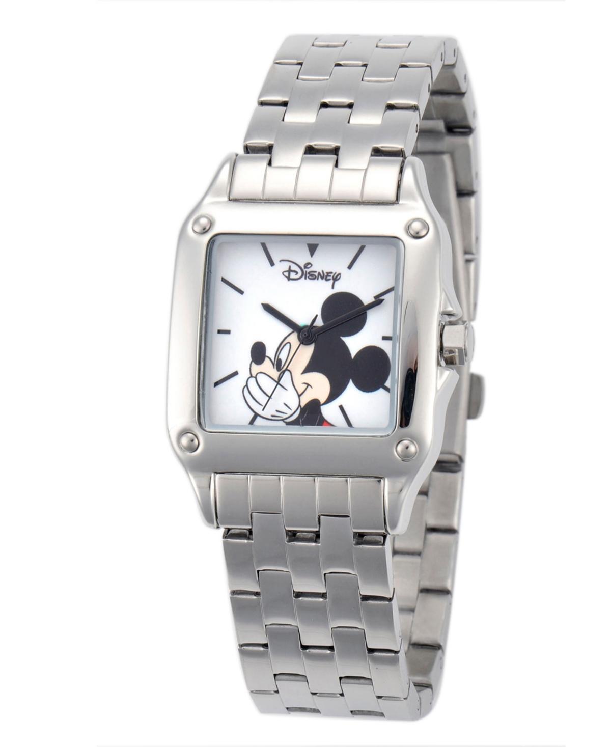 Disneys Mickey Mouse Womens Stainless Steel Watch, Silver Tone Product Image