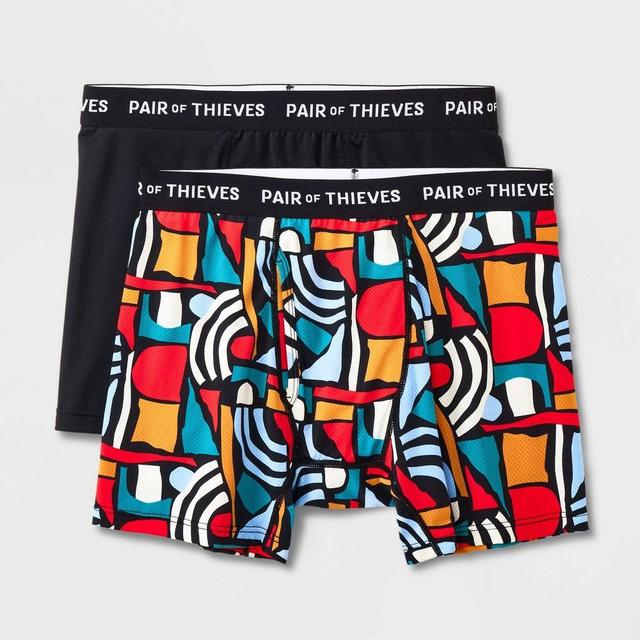 Pair of Thieves Mens Solid/Abstract Print Super Fit Boxer Briefs 2pk - Orange/Red/Black Product Image