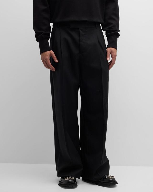 Alexander McQueen Oversize Pleated Baggy Wool Trousers Product Image