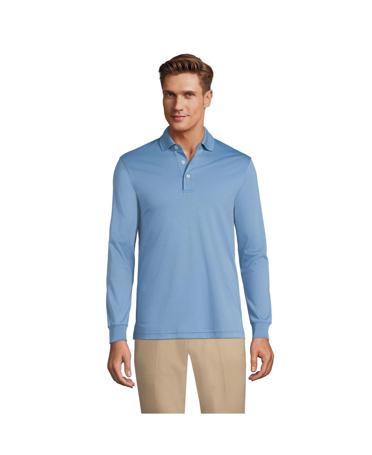 Lands End Mens Long Sleeve Cotton Supima Polo Shirt Product Image