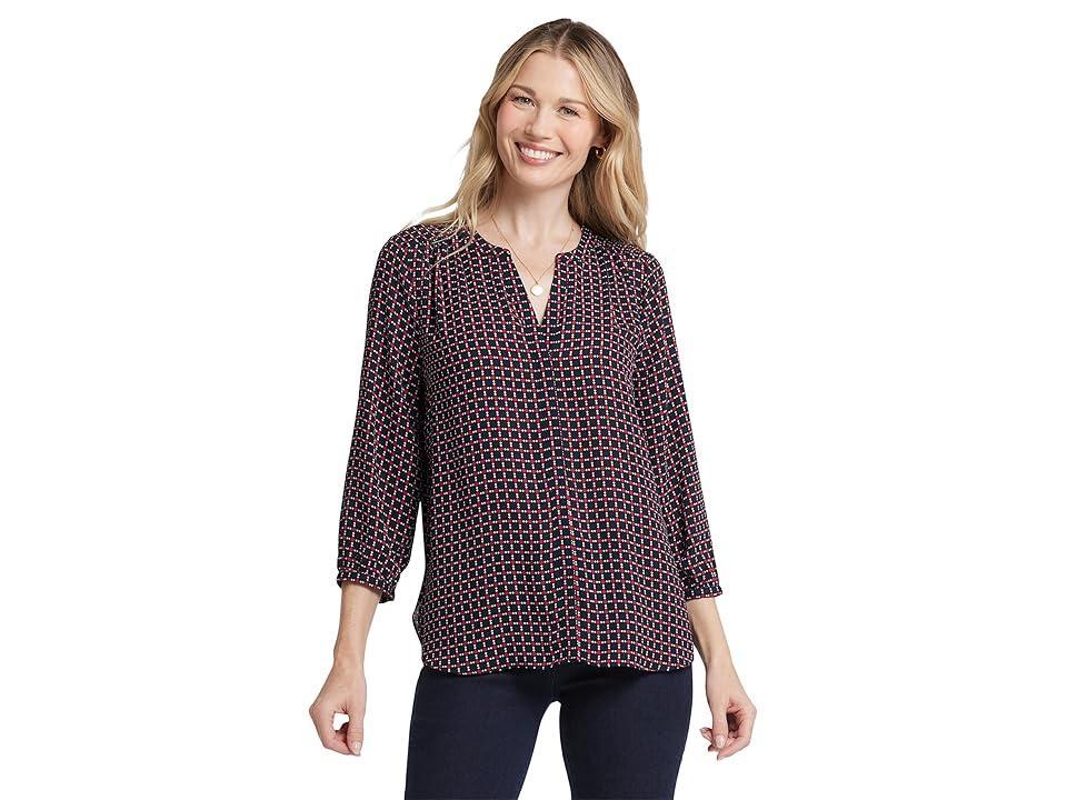 NYDJ Pintuck Blouse (Starlet Geo) Women's Clothing Product Image