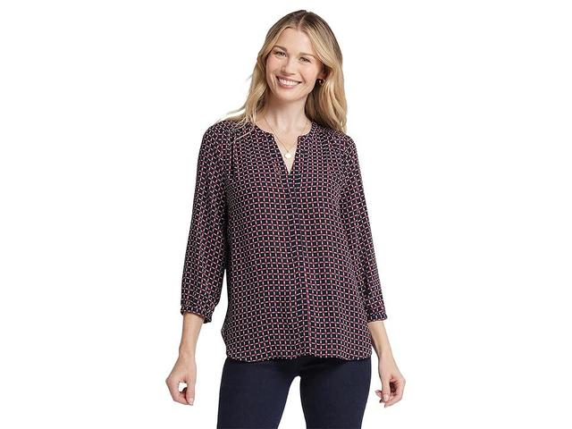 NYDJ Pintuck Blouse (Starlet Geo) Women's Clothing Product Image